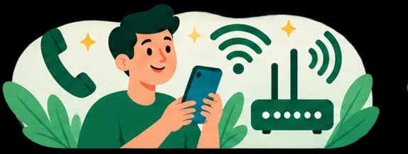 Illustration téléphone et internet : smartphone et wifi.