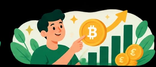 Illustration investissement et crypto : graphique de croissance et pièces.