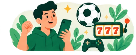 Illustration jeux et paris : ballon, jetons et gains.